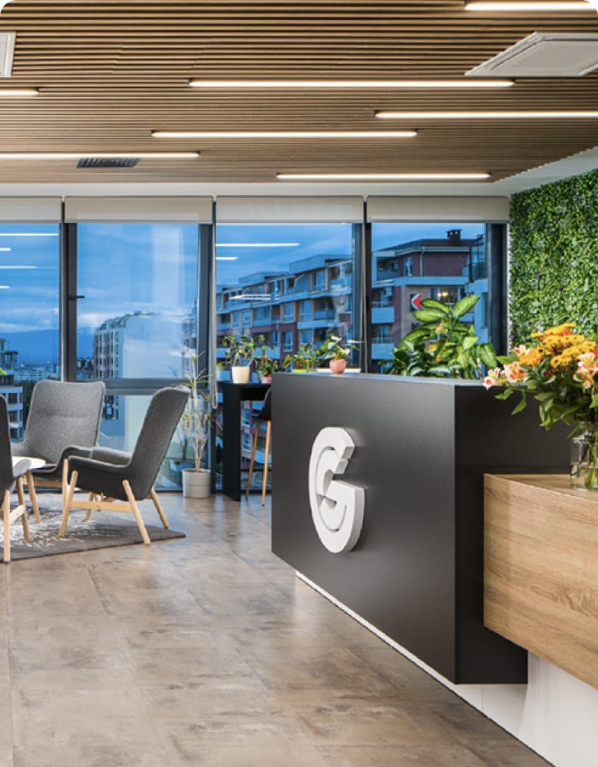 Modern workspace at Genius Sports, reflecting a culture of collaboration and technological advancement
